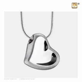 Pendant: Leaning Heart - Rhodium Plated Two Tone - PD1000