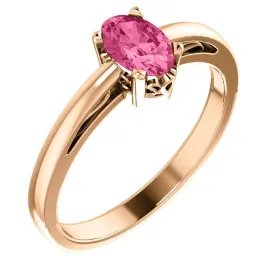 14KT GOLD 1/2 CT OVAL PINK TOURMALINE SCROLL RING