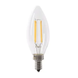 3.3W (40W Replacement) Soft White (2700K) E12 Base B10 Dimmable Clear Decorative LED Filament Enhance Light Bulbs (2-Pack)