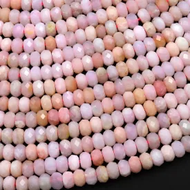 AAA Faceted Natural Peruvian Pink Opal 4mm Rondelle Beads Gemstone 15.5" Strand