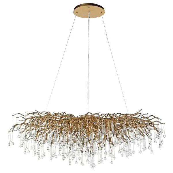 Ariana 15Lt Gold Branch Chandelier with Clear Glass Droplet