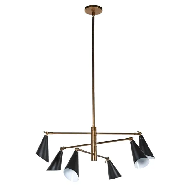 Arnold 6Lt Black Shaded Multi-directional Chandelier