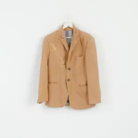 As 7 Th Lum Mens 40 S Blazer Beige Linen Cotton Blend Emroidered Jacket