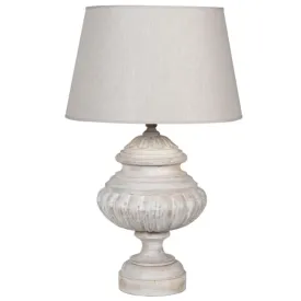 Aurelius White Wash Table Lamp with Linen Shade