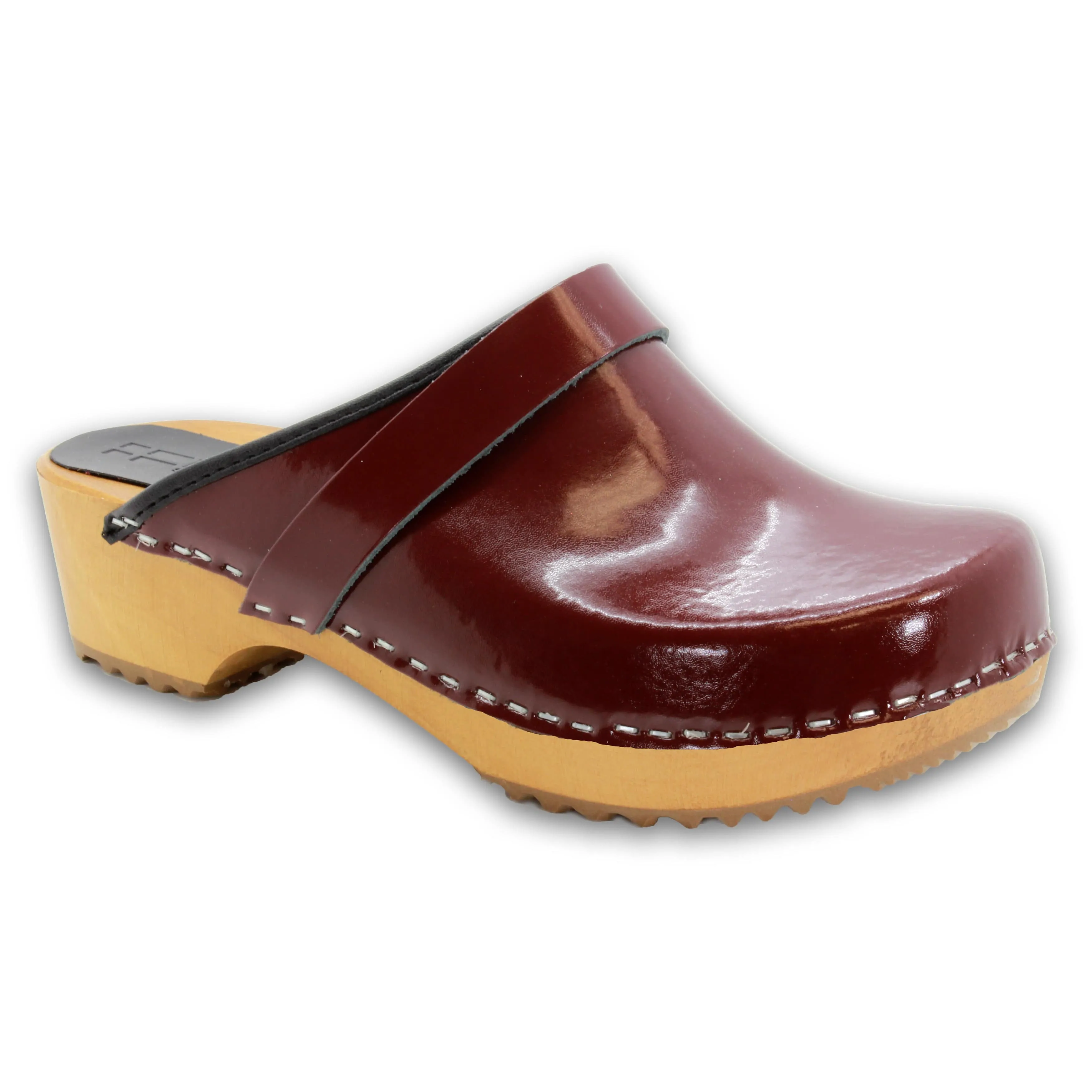 BJORK LEIA Wood Classic Open Back Patent Leather Clogs