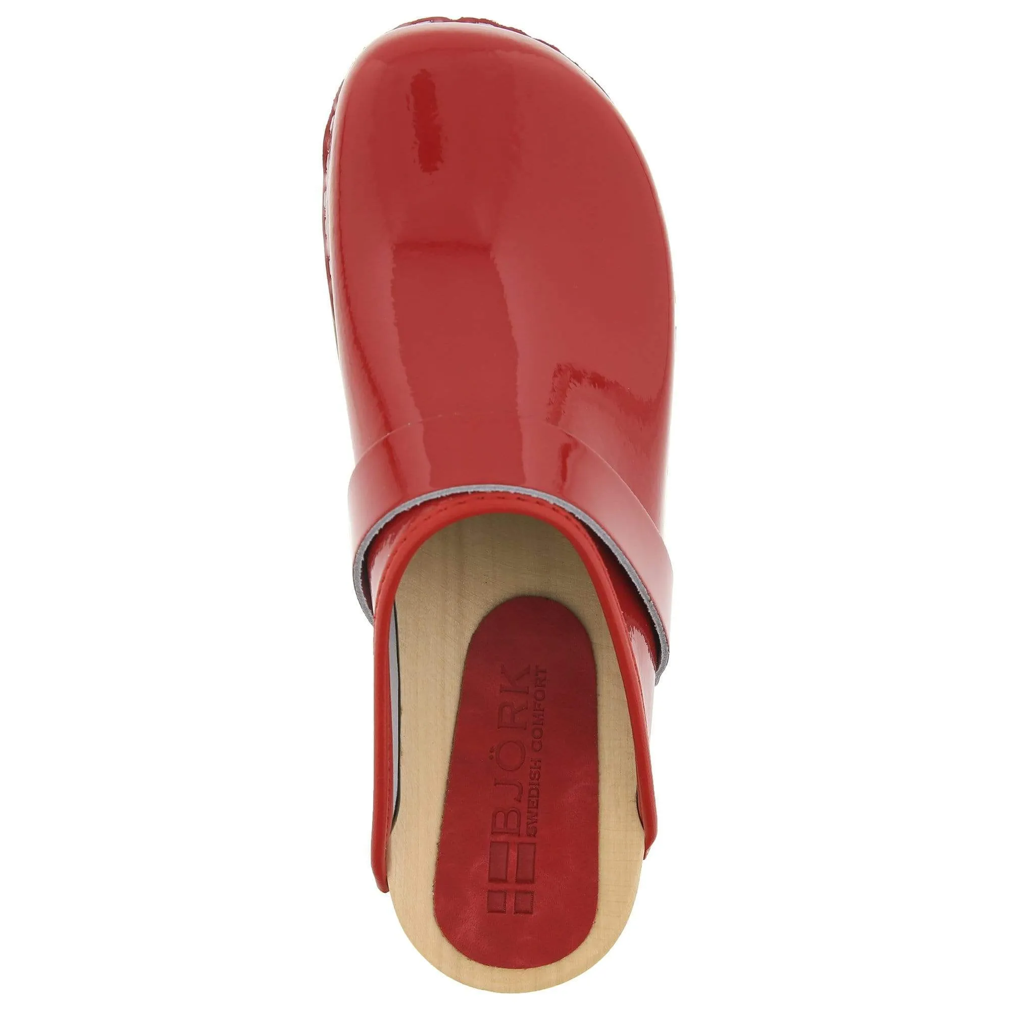 BJORK LEIA Wood Classic Open Back Patent Leather Clogs