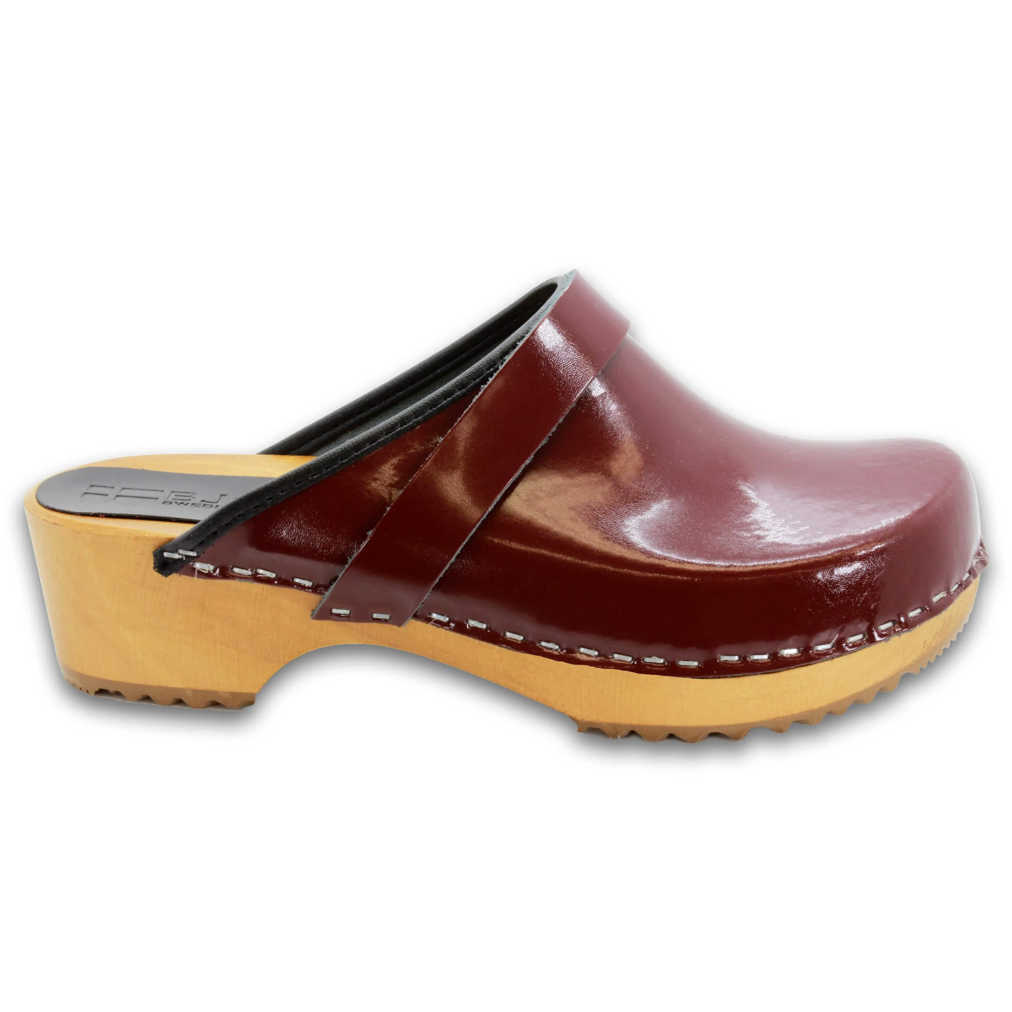 BJORK LEIA Wood Classic Open Back Patent Leather Clogs