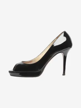 Black patent peep-toe pumps - size EU 38 (UK 5)