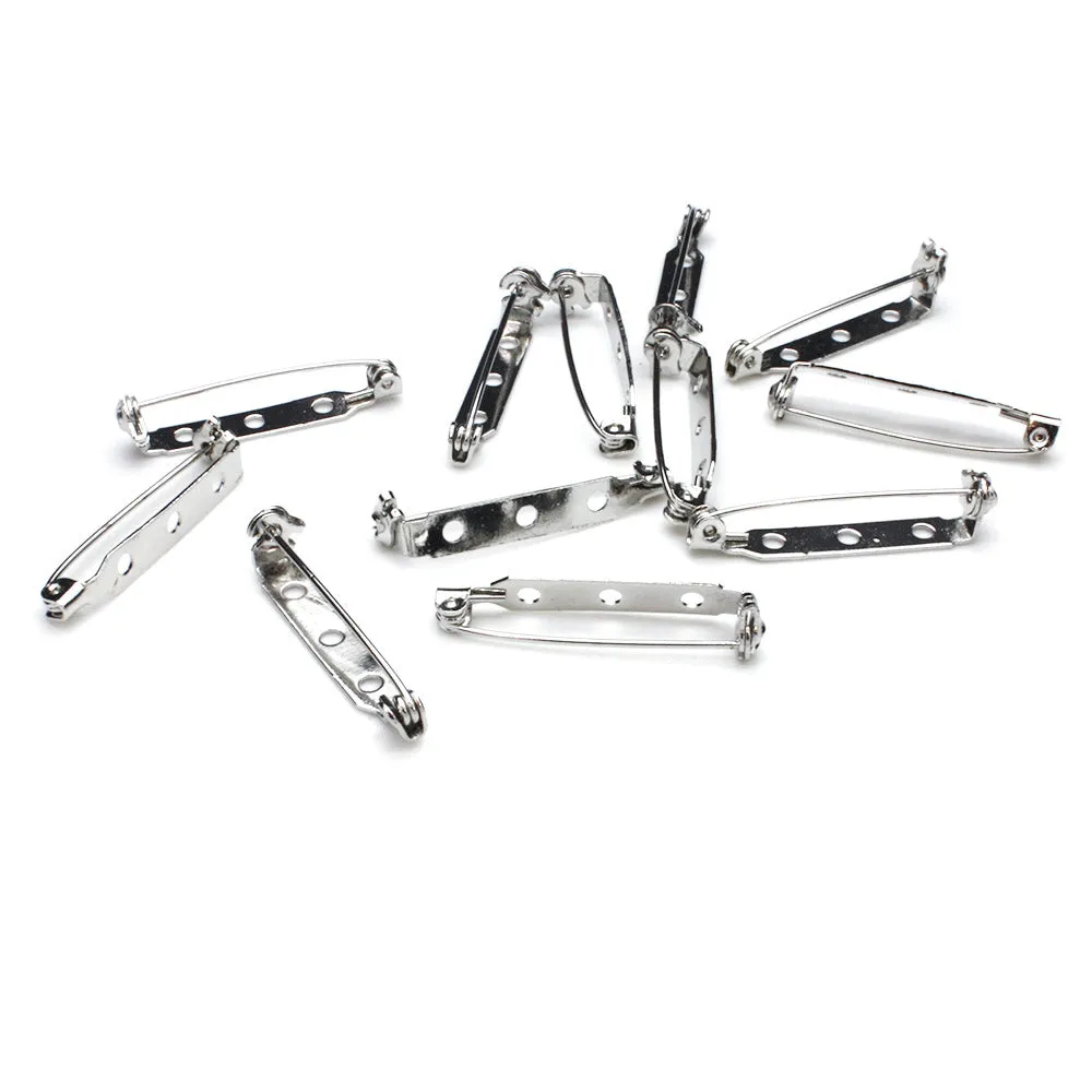 Brooch Bar Antique Silver Metal 30mm-Pack of 50