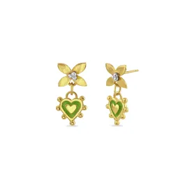 Citrus Green Sacred Heart Mini Floris Earrings