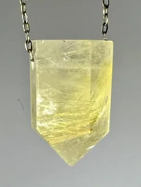 Gold Rutile Quartz Crystal Necklace