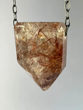 Gold Rutile Quartz Crystal Necklace