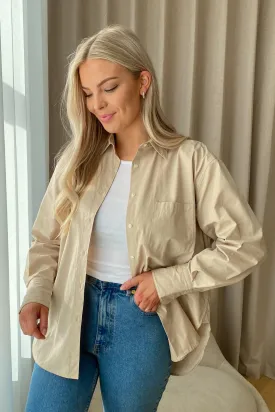 JXJamie Oversized Skjorte - Beige