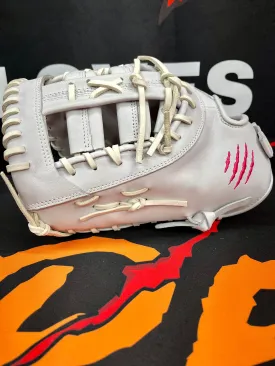 LHT FIRST BASE MITT, WHITE, PINK LOGO, CINCH WRIST 12.75