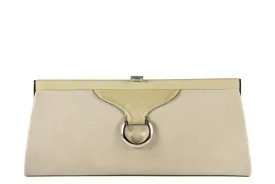 LOEWE beige leather clutch