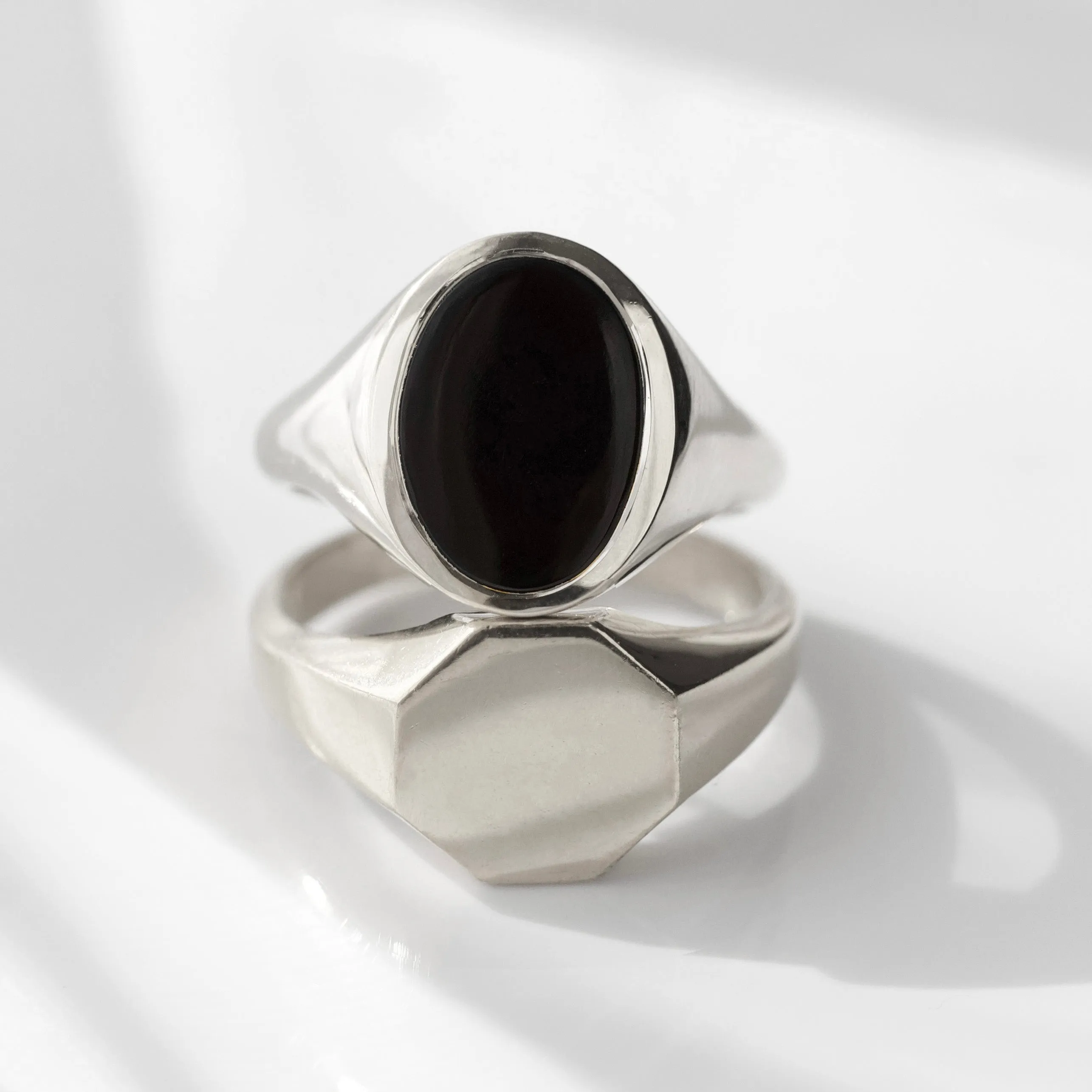 Mens Onyx Oval Signet Ring