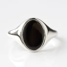 Mens Onyx Oval Signet Ring