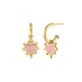 Pink Boho Heart Earrings