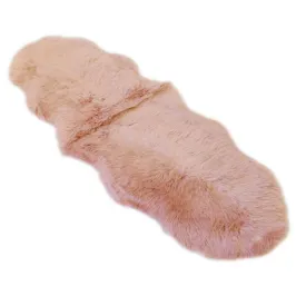 Sheepskin Rug - Dust Pink - Super Double Length (200x60-65cm) - Long Wool Australian Merino Sheepskin