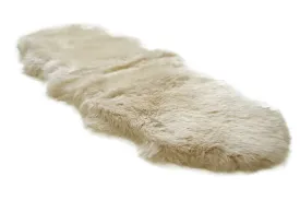 Sheepskin Rug - Linen - Super Double Length (200x60-65cm) - Long Wool Australian Merino Sheepskin