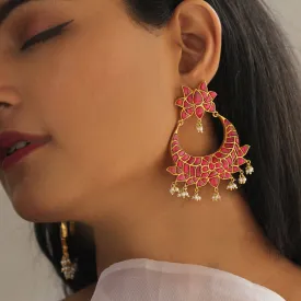 SILVER GOLD PLATED CHAND BALI EARRING