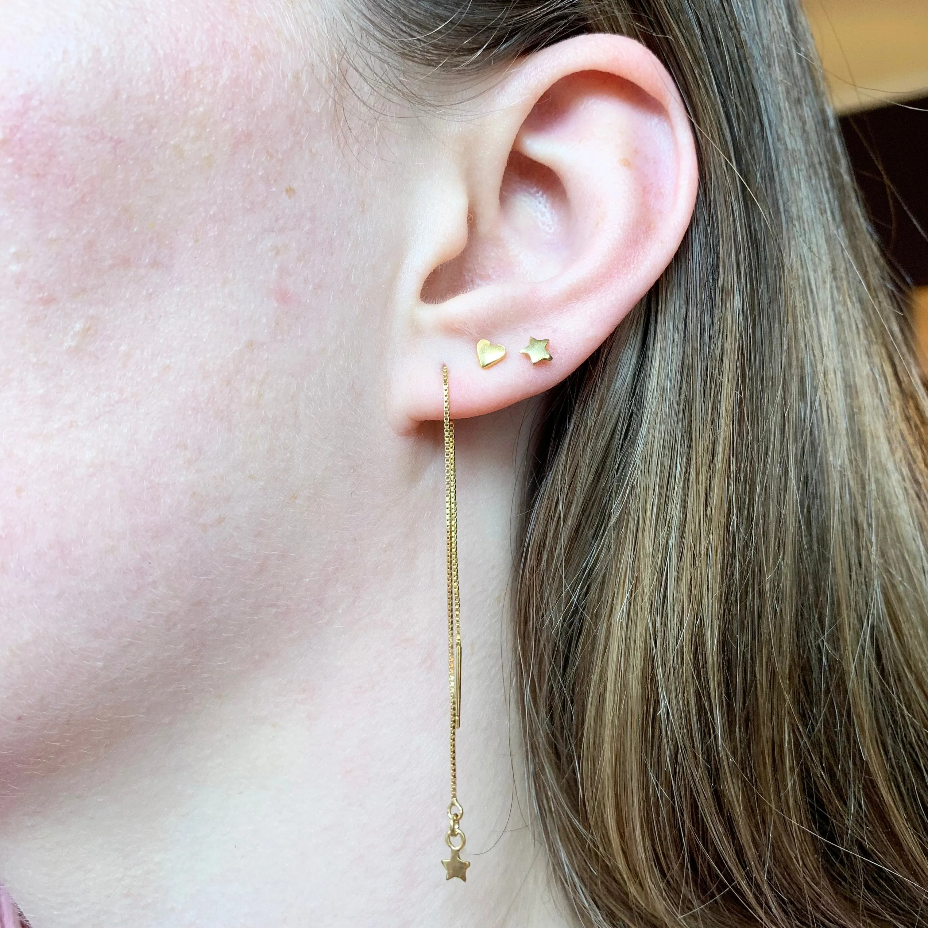 Tiny Star Thread Through Earrings